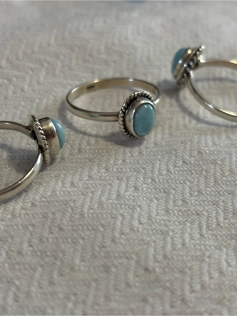 Firm price Sterling Silver Oval Natural Gemstone Ring - size 7. I have 3